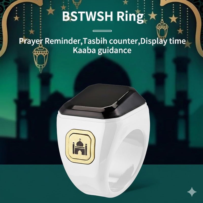 Tasbih Zikr Ring, Digital Prayer Ring, OLED Display Tasbih Counter, Wearable Technology, Waterproof, USB Rechargeable, White, 18MM - Image 3