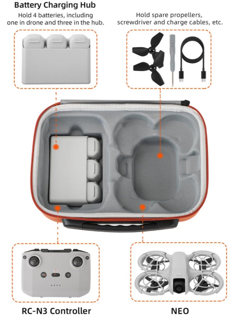 1PCS For DJI Neo Storage Bag Protective Case Portable Waterproof Shockproof Hard Shell Carrying Box  Travel Case for DJI RC-N3 Remote Controller Batteries Accessories  - Image 5