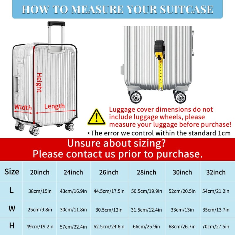 Yotako Clear PVC Suitcase Cover Protectors 32 Inch Luggage Cover for Wheeled Suitcase (32'') Gift - Image 4