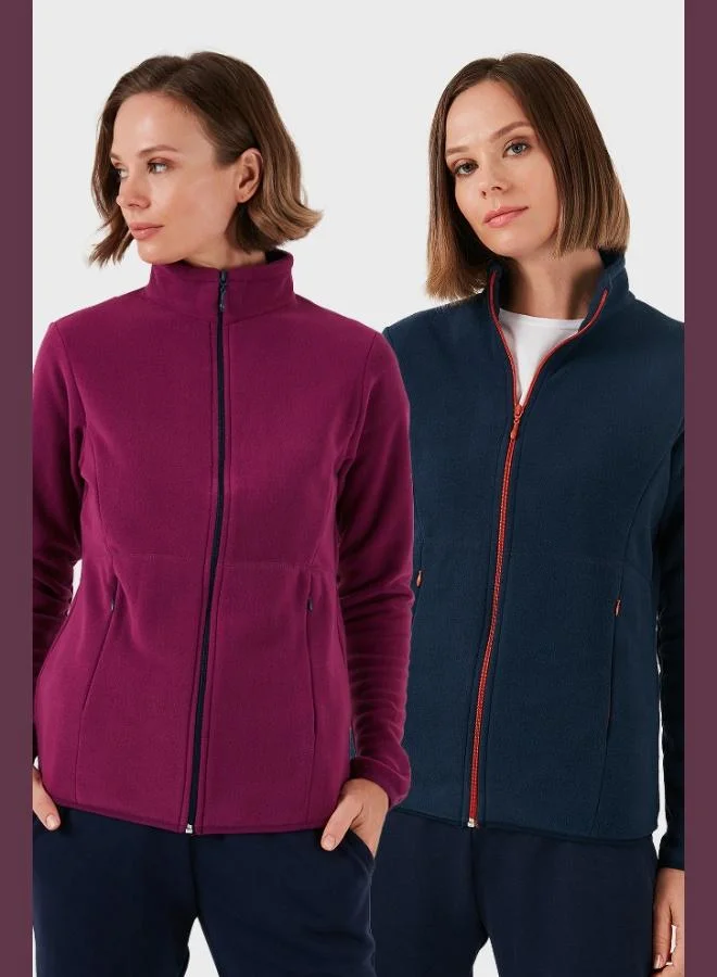 ليلا ليلا كارديجان صوف قطبي بسحاب مزدوج مقاوم للتكتل بقصة ضيقة للنساء