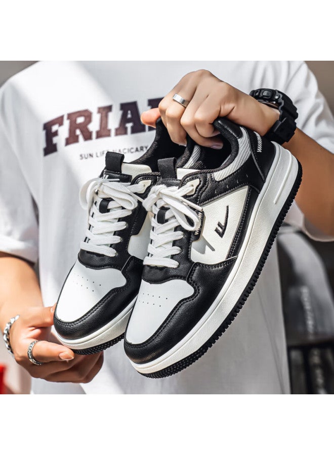 Pull Back Warrior Men's Casual Sneakers Flat Comfortable All-season Shoes Wbn-2427 White Black Size 43 - Image 2