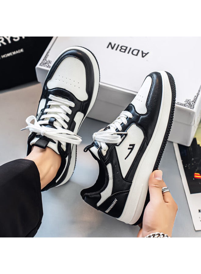 Pull Back Warrior Men's Casual Sneakers Flat Comfortable All-season Shoes Wbn-2427 White Black Size 43 - Image 3