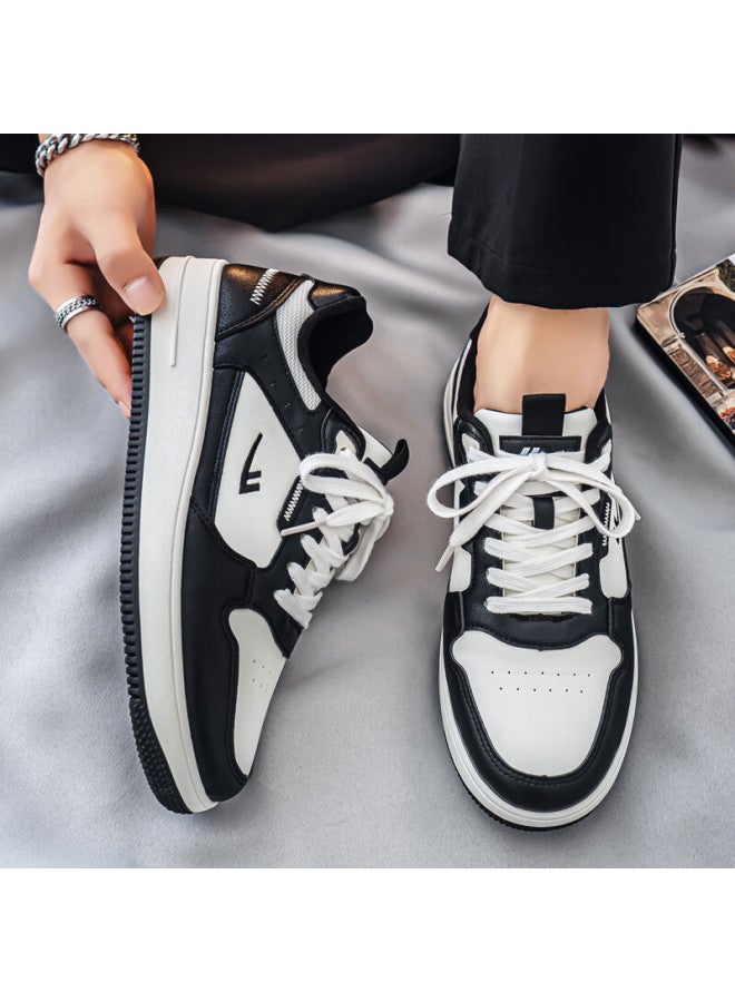 Pull Back Warrior Men's Casual Sneakers Flat Comfortable All-season Shoes Wbn-2427 White Black Size 43 - Image 5