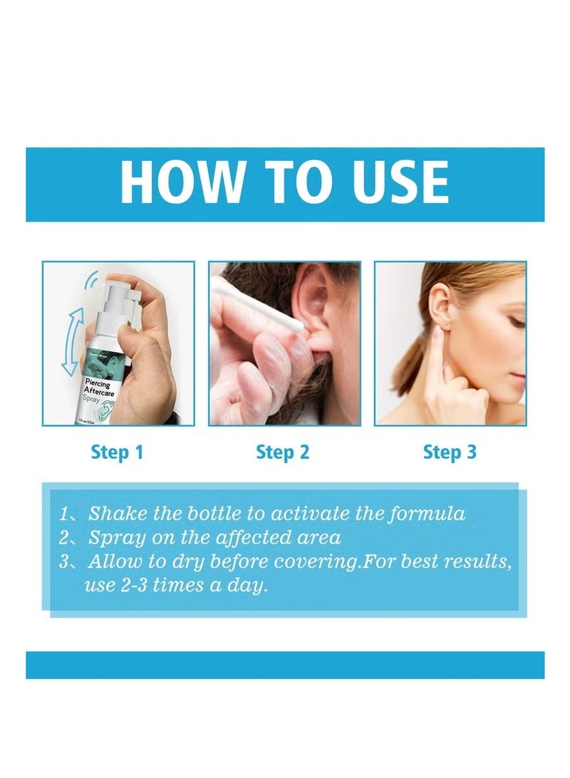 ساوث مون Piercing Aftercare Spray For Ear，Prevention of infection，Relieve pain，Reduce swelling（30ml） - Image 2