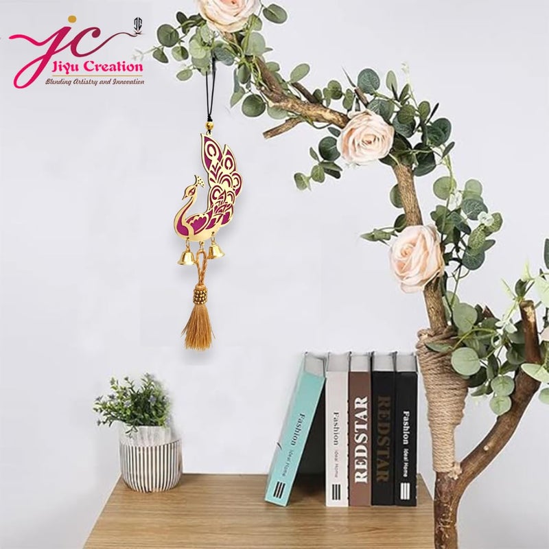 Jiyu Creation Car Hanging Ornament Peacock Dream Catcher for Positive Energy Rearview Mirror Charm Home and Temple Decor Durable Acrylic with Original Feathers - Image 2
