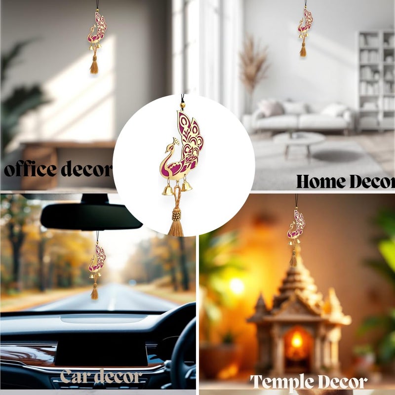 Jiyu Creation Car Hanging Ornament Peacock Dream Catcher for Positive Energy Rearview Mirror Charm Home and Temple Decor Durable Acrylic with Original Feathers - Image 3