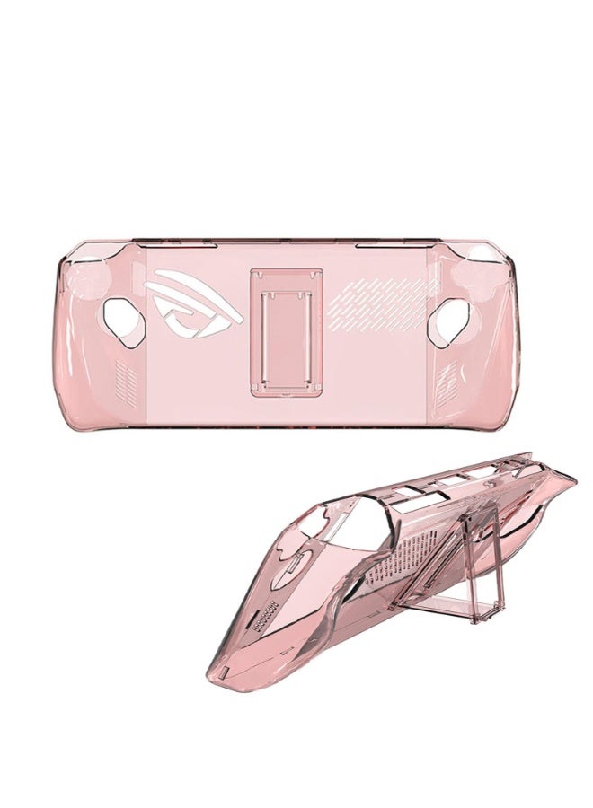 Clear Protective Case Compatible for ASUS ROG Ally Handheld, Transparent Hard Case Protective Cover Grip Anti-Collision Accessories with Foldable Stand for ROG Ally Gamepad - Image 1