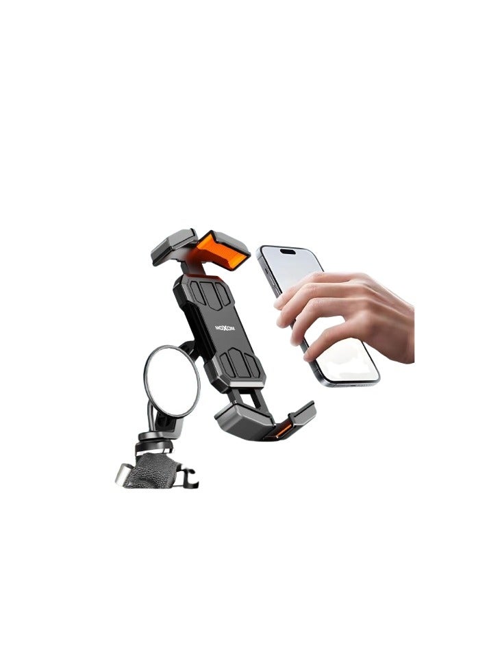 MOXOM MX-VS144 Bike Handlebar Phone Holder - 360 adjustable mount holder for motorbike, phone stand for cycle - Motorbike Rear View Mirror Phone Mount  - Image 4