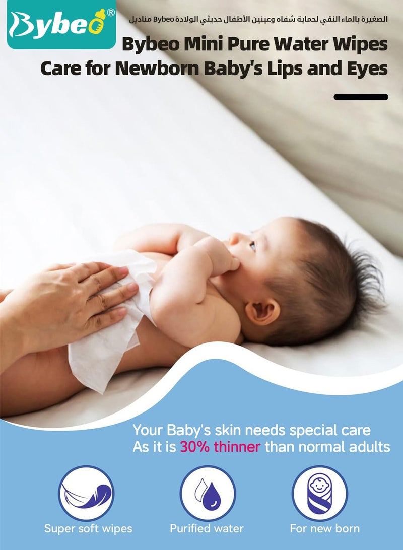 Bybeo Baby Wipes, 99% Pure Water Wipes, Alcohol and Paraben Free, Ultra Soft & Gentle Wet Wipes for Sensitive & Delicate Skin, Portable Mini Individual Package for Travel and Outdoors, 64 Pack x 8 (512 Wipes) - Image 3