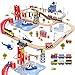 Giant bean 117 Pcs Busy Port City Wooden Train Set for Kids Expandable  Changeable Wooden Train Track Set Toy for Boys  Girls Ages 314 - Image 4