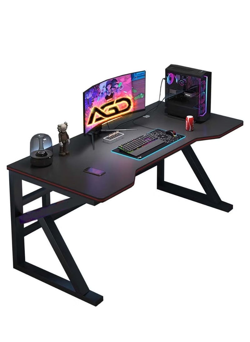 AGD - Black gaming table and large K-shaped fixed computer desk for e-sports - Image 1