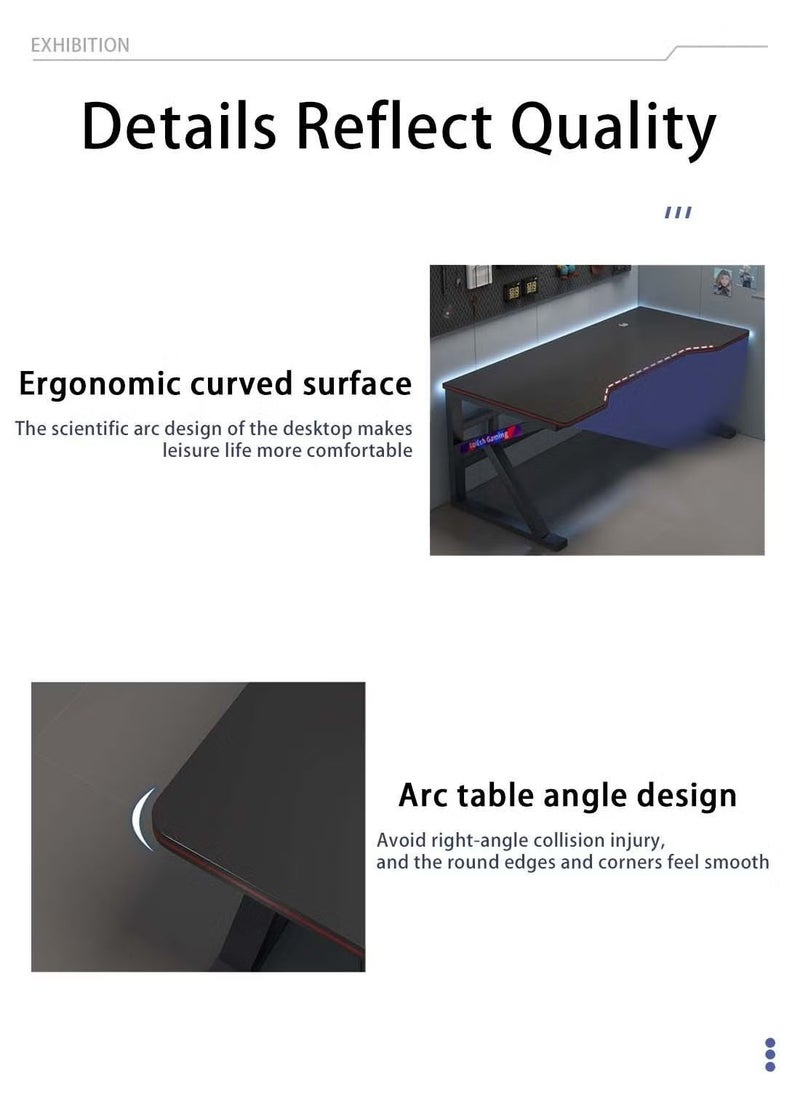 AGD - Black gaming table and large K-shaped fixed computer desk for e-sports - Image 1