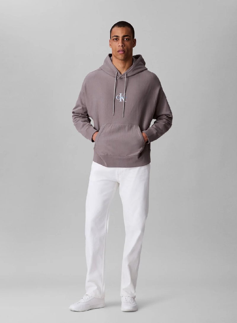 كالفن كلاين جينز هودي من الصوف الفاخر مزين بشعار حروف كلفن كلاين - Image 3