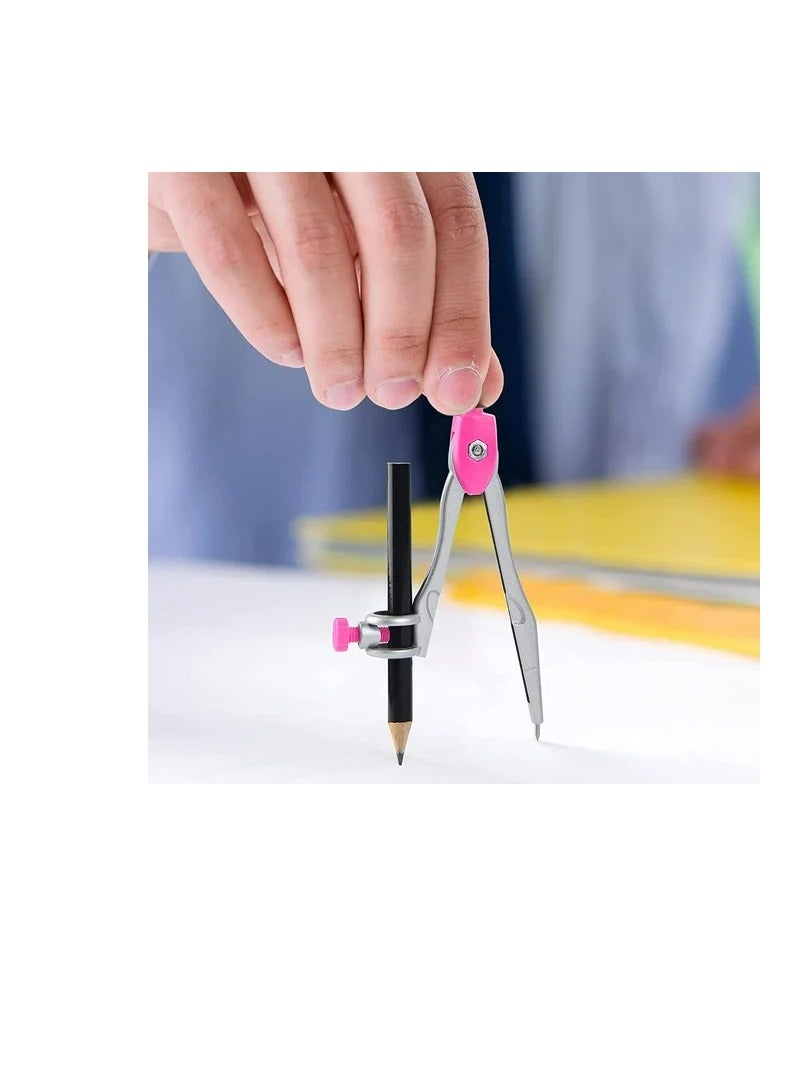 Deli Math Geometry Kit Sets 8 Piece Student Supplies with Shatterproof Storage Box, Includes Rulers, Protractor, Compass, Eraser, Pencil Sharpener, Lead Refills, Pencil, for Drafting and Drawings - Image 1