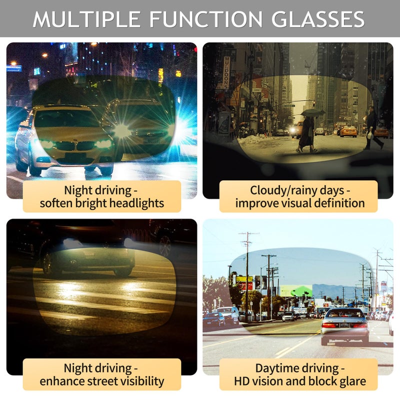 SUNGAIT HD Night Vision Polarized Sunglasses Anti Glare for Night Driving(Gunmetal Frame/Day&Night) 8177QKRY - Image 3