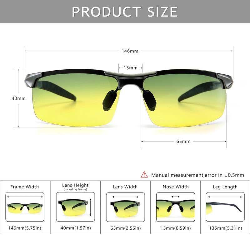 SUNGAIT HD Night Vision Polarized Sunglasses Anti Glare for Night Driving(Gunmetal Frame/Day&Night) 8177QKRY - Image 5