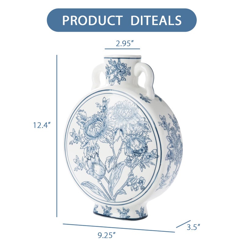 Magclay Blue and White Vase for Home Decor, Chinoiserie Vase Decor, Ceramic Large Vases, Flowers and Branches - Image 2