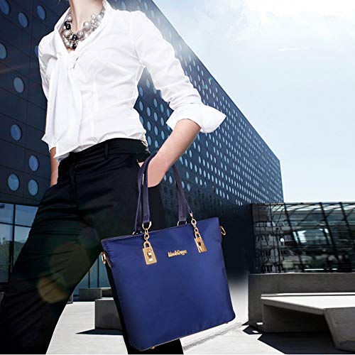 AlwaySky Nylon Women's Shoulder Bag 6 PCS Top-Handle Handbag Tote Purse Wallet Key Case Set (Blue) - Image 3