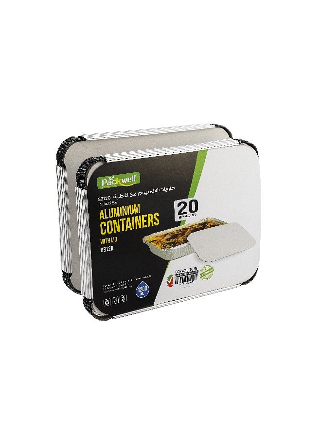 packwell حزمة حاويات الألمنيوم 83120 10 قطع *2 عبوة 20 قطعة - Image 4