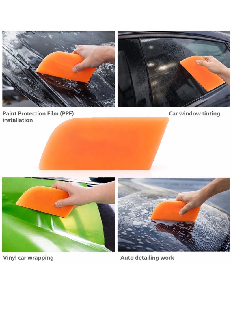 اي جي سي مكشطة مطاطية برتقالية احترافية من مادة TPU لتغليف السيارات، وتركيب أفلام الحماية، وتظليل النوافذ - أداة كشط مطاطية ناعمة ومرنة بطول 13 سم لتفاصيل السيارات، وتطبيق أفلام الفينيل، وإزالة الماء، وحماية الطلاء - تصميم بزوايا مستديرة ورأس مربع - Image 5