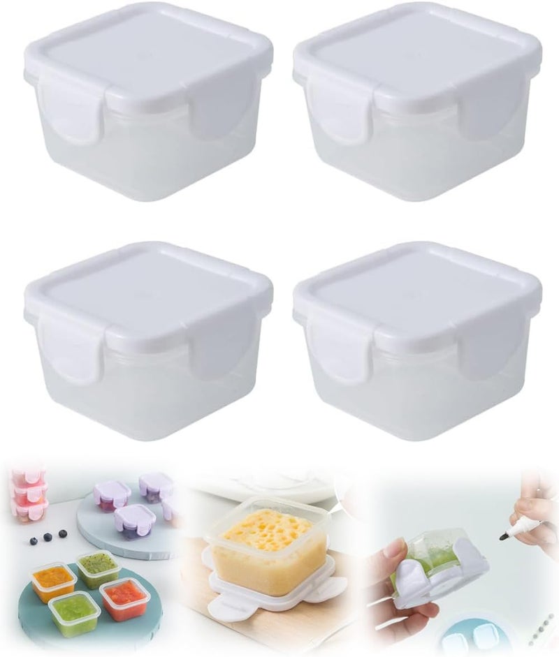 Azonee 4Pcs Mini Fresh-Keeping Boxes Lidded Crisper Food Holder Fridge Food Container Food Grade Thickened Sealed Baby Food Box, Fruit Vegetables Storage Containers 4x5cm (White) - Image 1