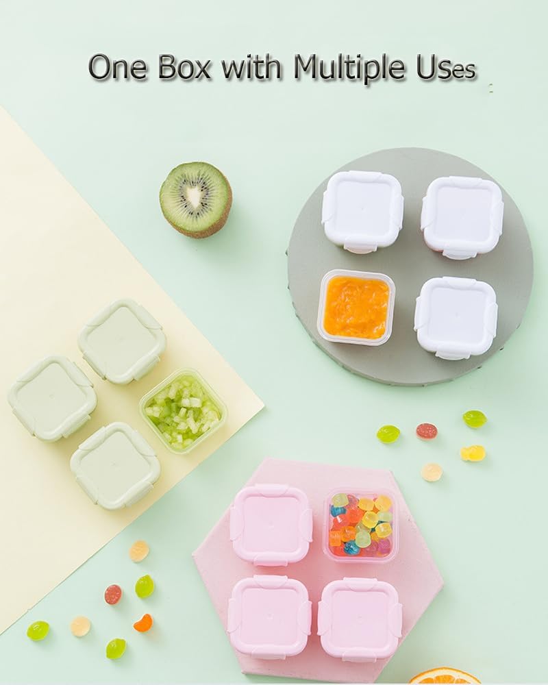 Azonee 4Pcs Mini Fresh-Keeping Boxes Lidded Crisper Food Holder Fridge Food Container Food Grade Thickened Sealed Baby Food Box, Fruit Vegetables Storage Containers 4x5cm (White) - Image 5
