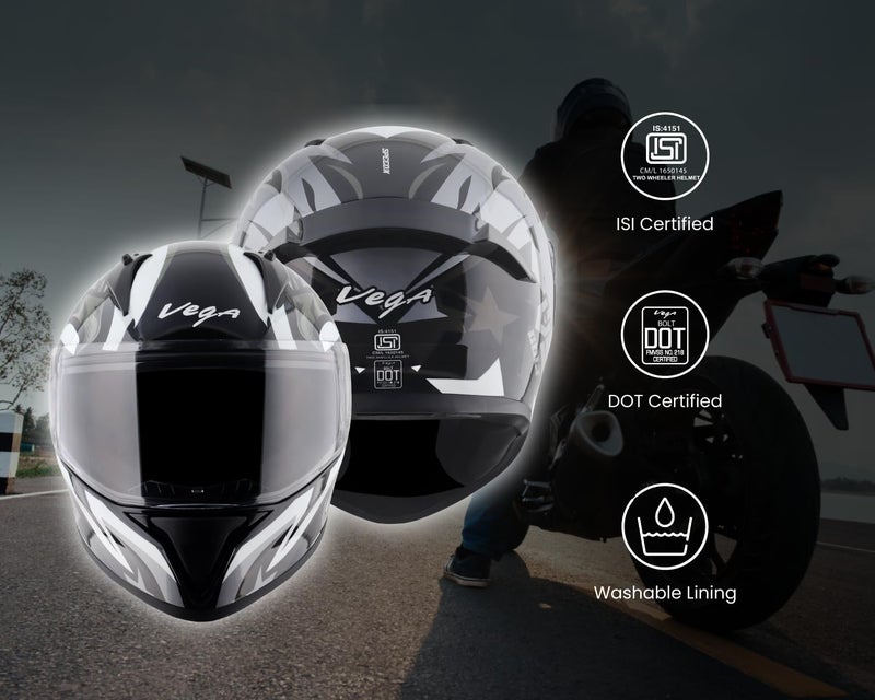 Vega Bolt Speedx Riding Helmet with Lightweight Shell, Comfortable Liner, Shock Absorbing Interior, Ventilated Design, Aerodynamic Build, and Modern Black Grey Styling Black Grey-M - Image 4