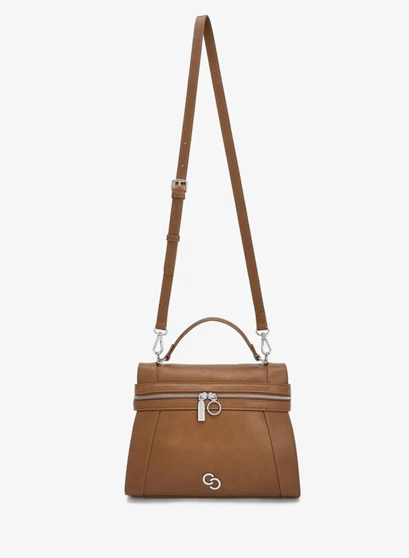 Celeste TAN Solid Tote Bag With Detachable Strap for Women | Best Price UAE