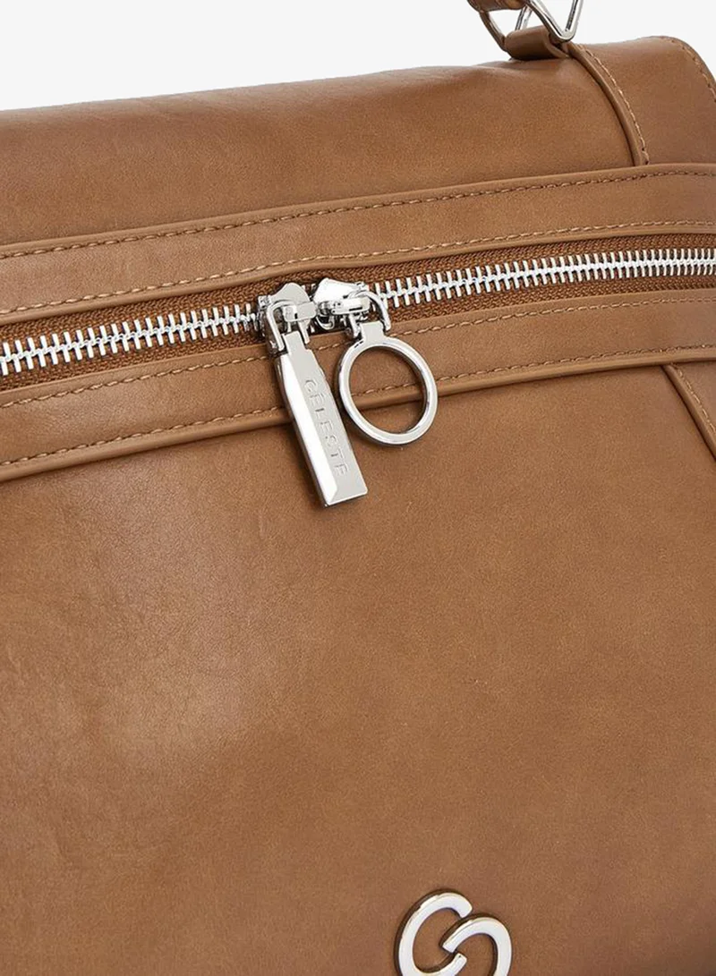Celeste TAN Solid Tote Bag With Detachable Strap for Women | Best Price UAE