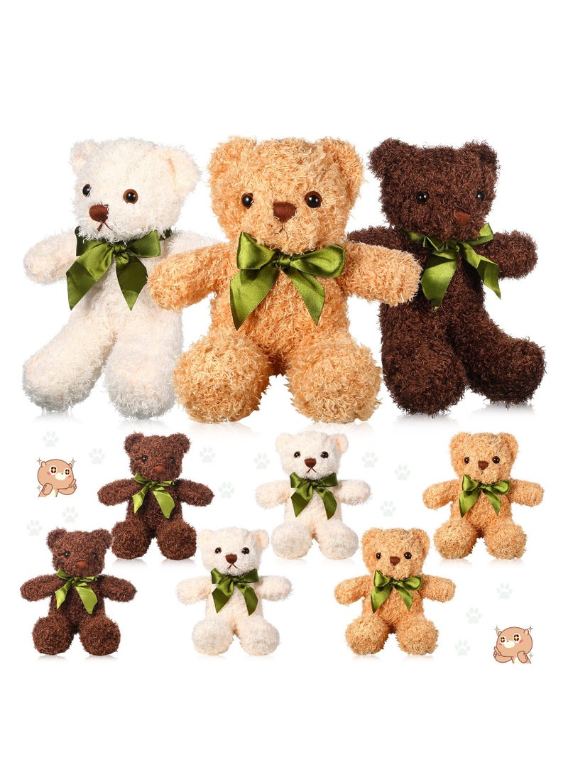 Bulk Set of 9 Adorable 10 Inch Plush Bears with Bow Ties Ideal for Birthday Baby Shower Party Gifts and Favors - Image 1