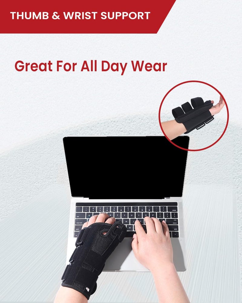 Hurmoya Wrist Brace Thumb Spica Splint Support for Carpal Tunnel, De Quervain's Tenosynovitis, Tendonitis Pain Arthritis Trigger for Man and Women (Large - Right Hand) - Image 3