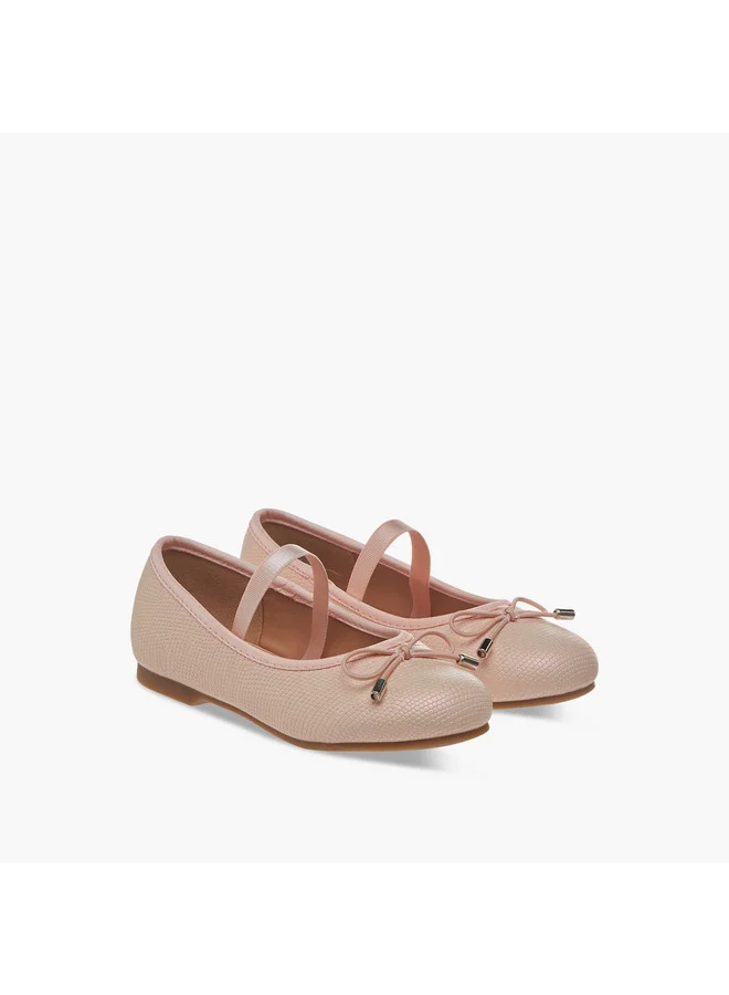 جونيورز Girls Bow Accent Slip-On Ballerina Shoes with Elasticated Strap