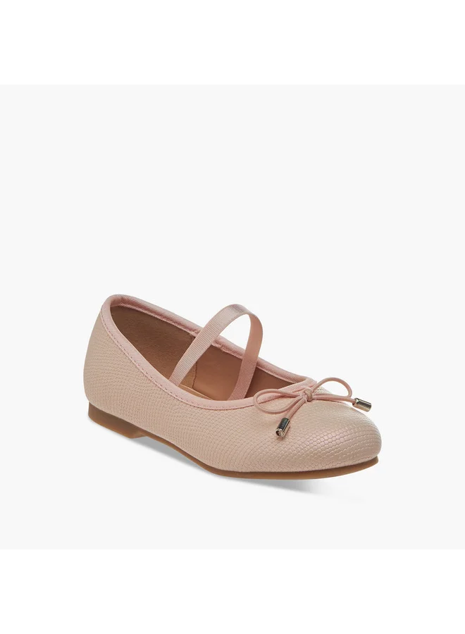 جونيورز Girls Bow Accent Slip-On Ballerina Shoes with Elasticated Strap