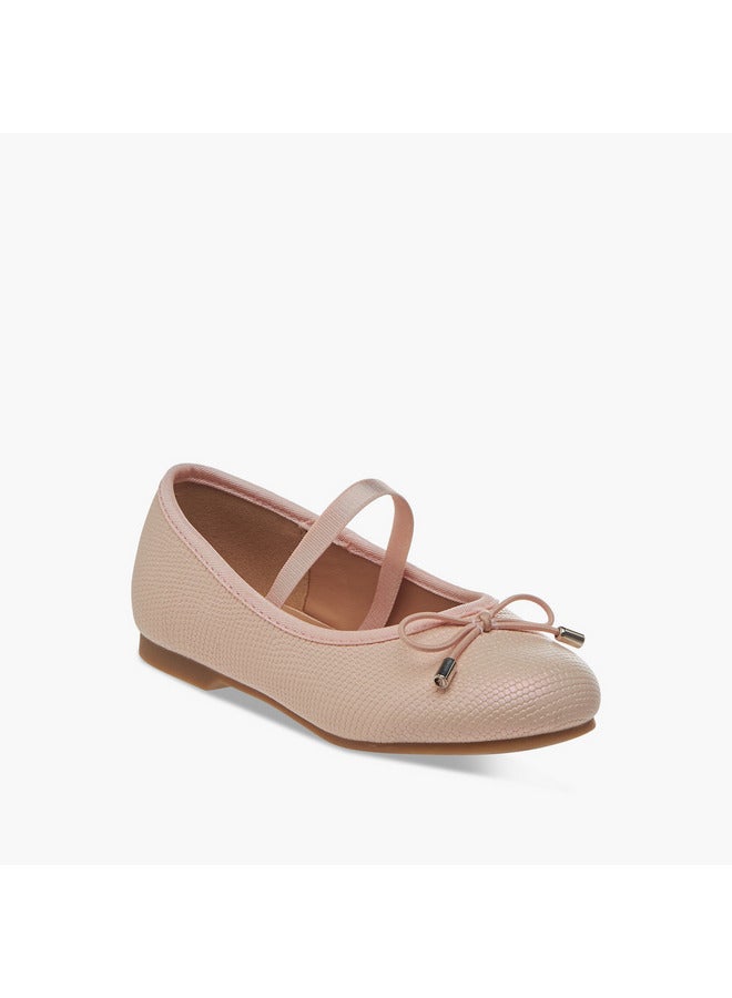 JUNIORS Girls Bow Accent Slip-On Ballerina Shoes with Elasticated Strap  - Image 2