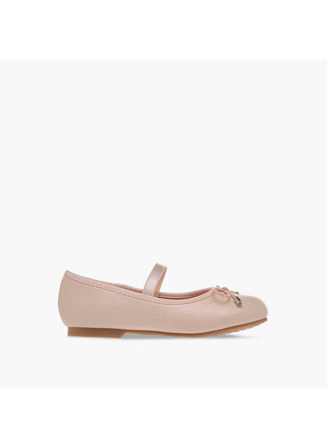 JUNIORS Girls Bow Accent Slip-On Ballerina Shoes with Elasticated Strap  - Image 3