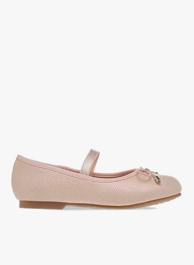 جونيورز حذاء باليرينا بناتي سهل الارتداء بشريط مطاطي وزينة فيونكة