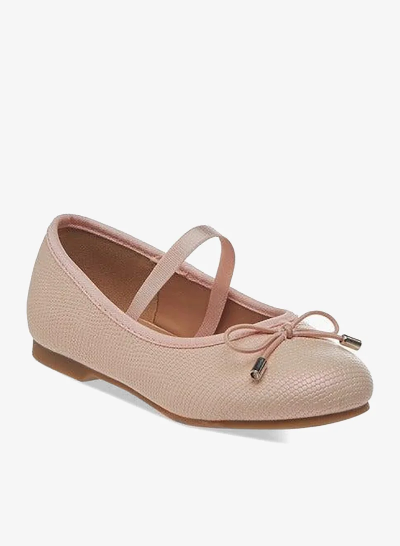 جونيورز حذاء باليرينا بناتي سهل الارتداء بشريط مطاطي وزينة فيونكة