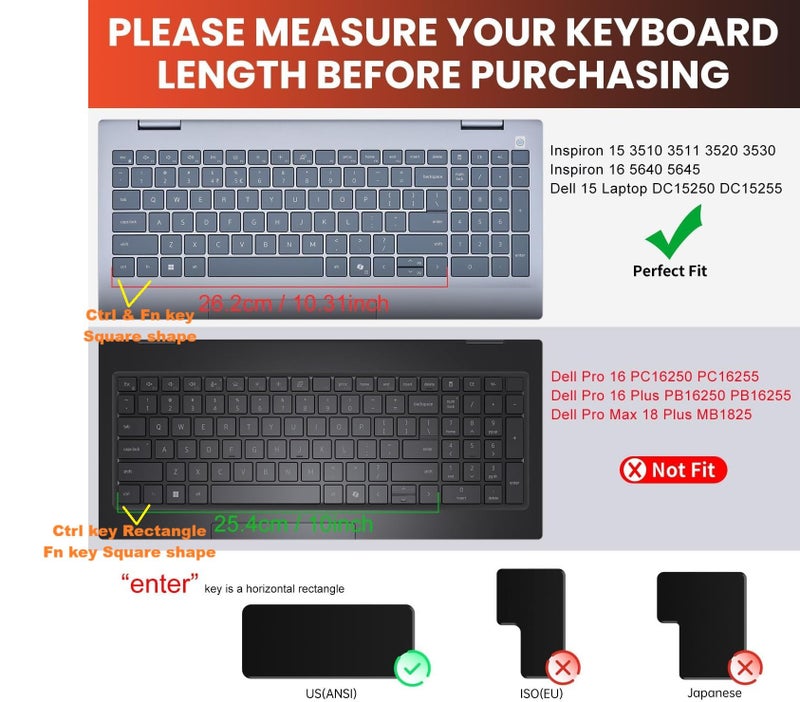 RAYA Silicone Keyboard Cover for Dell Inspiron 15 (3515 3530 3535) Dell Vostro 15 (3520 3525 3530) & Dell 16 Plus [DB16250 DC16250 DB16255] Dell 15 [DC15250 DC15255] Laptops (Black) - Image 2