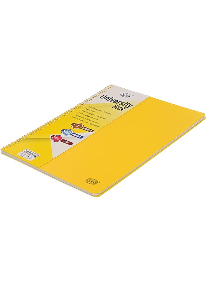 إيروريكس كتاب جامعي فاخر من الورق المقوى المقوى بغطاء نيون ناعم، موضوع واحد، مقاس 215×279 مم، 40 ورقة، لون ليموني Fsub1Ss8.5X11Le - Image 1