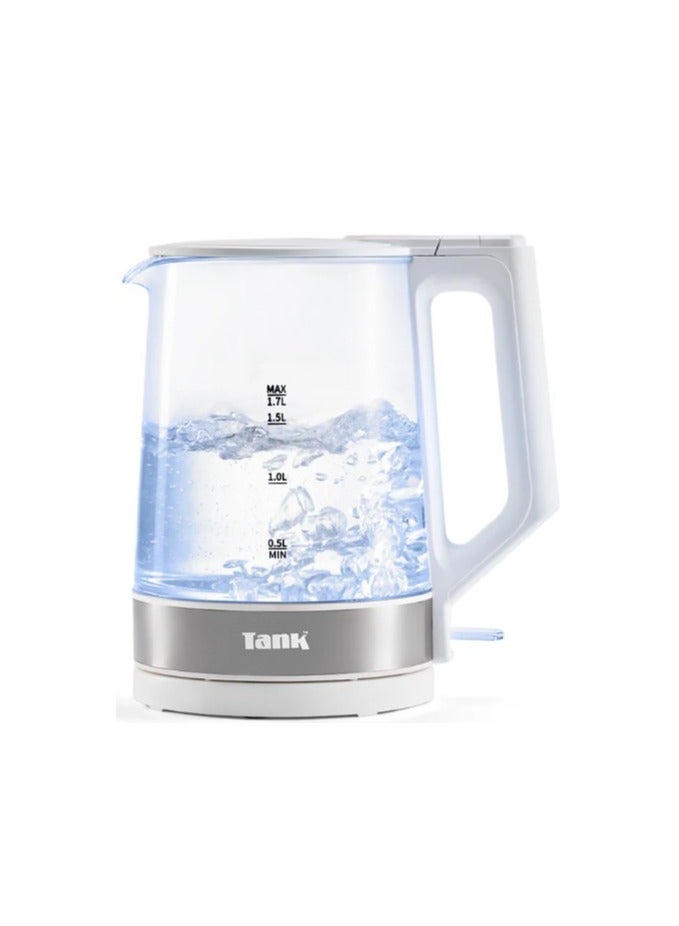 Tank Glass Kettle, 1.7L Capacity, 1850 Watts, White, KG-2318 - 2 Year Warranty - Image 1