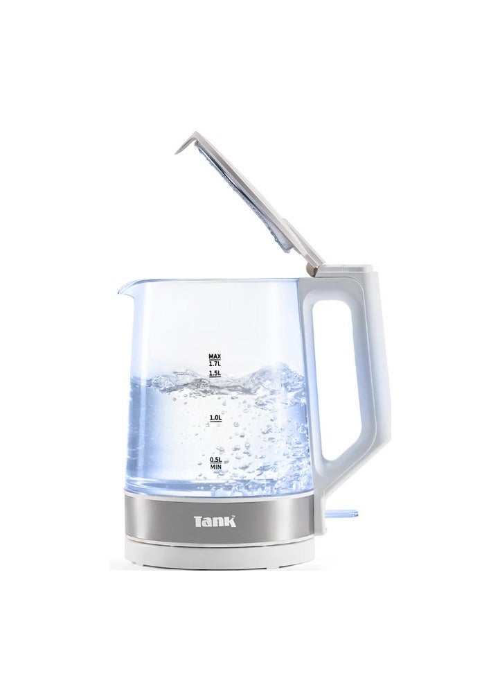 Tank Glass Kettle, 1.7L Capacity, 1850 Watts, White, KG-2318 - 2 Year Warranty - Image 2