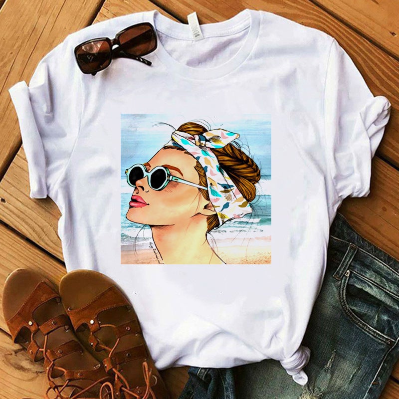 [Send on the same day] cross-border T-shirt women's short-sleeved printed T-shirt cartoon supply women's clothing - Image 1