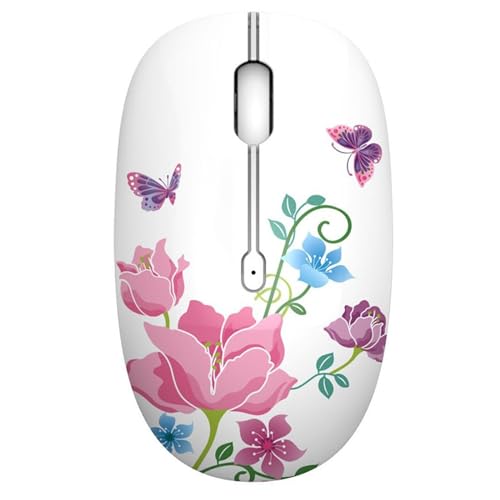 TENMOS M101 Wireless Mouse Cute Silent Computer Mice with USB Receiver, 2.4G Optical Wireless Travel Mouse 1600 DPI for Laptop, Notebook, PC, Computer (Butterfly) - Image 1