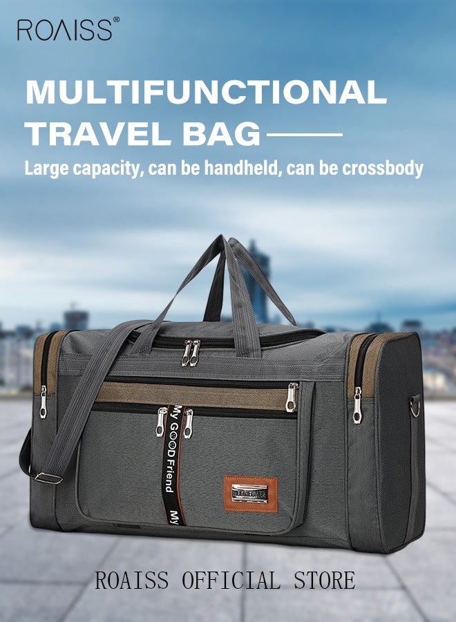 roaiss Unisex Waterproof Foldable Travel Duffel Bag for Short Trips  Large-Capacity Shoulder Bag for Men and Women Versatile and Stylish, Fits All Your Travel Needs Grey - Image 2