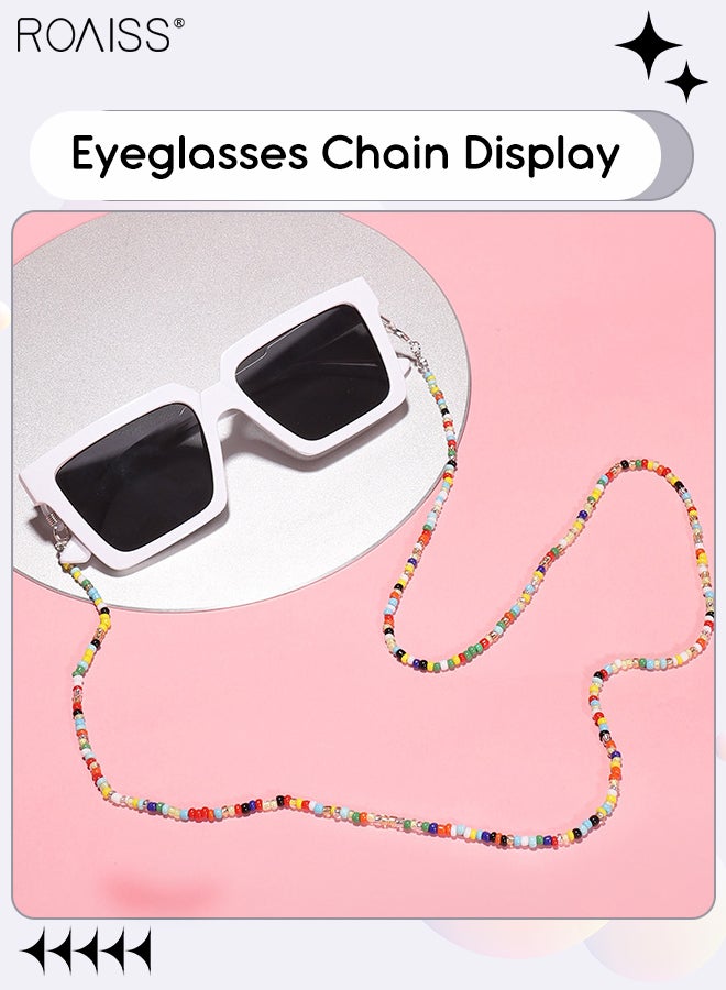 roaiss Heart Shaped Sunglasses for Kids with Colorful Beaded Glasses Chain, UV400 Protection Cute Beach Holiday Sun Glasses with Lightweight Frame for Boys Girls and Children Age 3-12, Transparent Pink  - Image 2