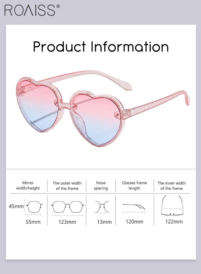 roaiss Heart Shaped Sunglasses for Kids with Colorful Beaded Glasses Chain, UV400 Protection Cute Beach Holiday Sun Glasses with Lightweight Frame for Boys Girls and Children Age 3-12, Transparent Pink  - Image 5