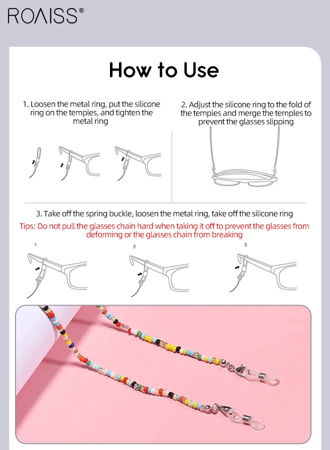 roaiss Heart Shaped Sunglasses for Kids with Colorful Beaded Glasses Chain, UV400 Protection Cute Beach Holiday Sun Glasses with Lightweight Frame for Boys Girls and Children Age 3-12, Transparent Pink  - Image 4
