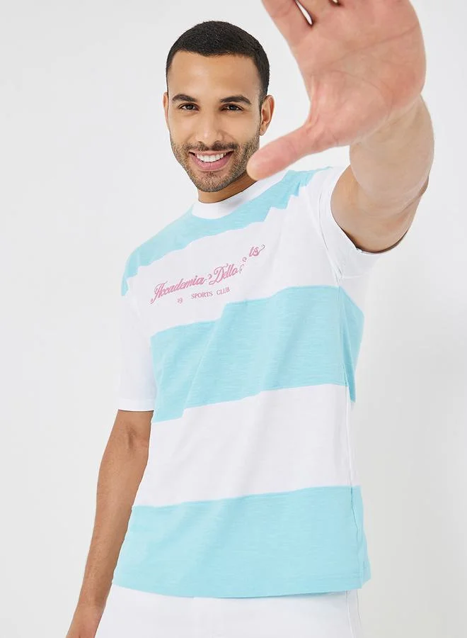 Styli Colorblock Panel Compact Jersey Oversized T-Shirt with Puff Print