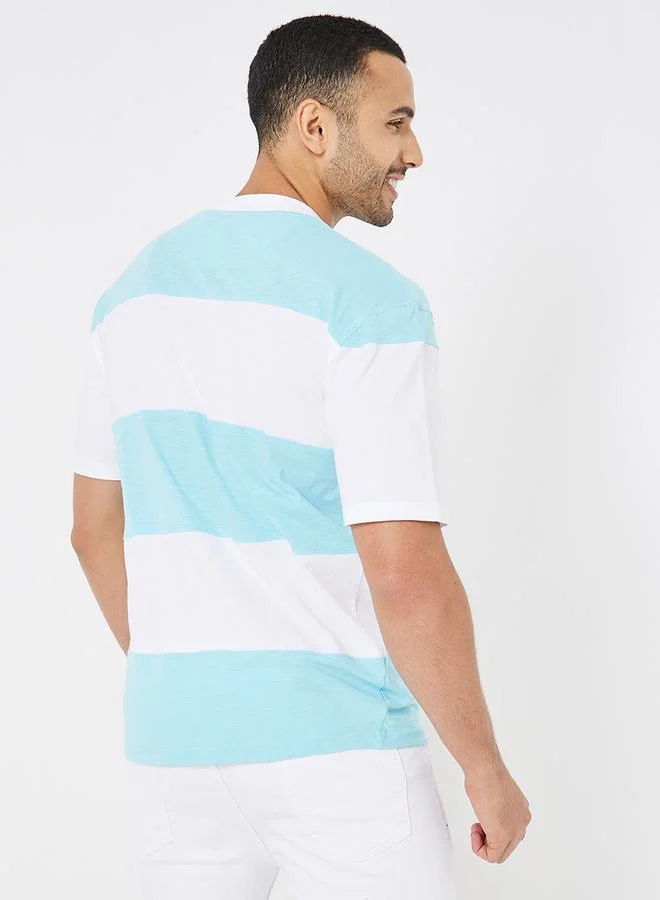 Styli Colorblock Panel Compact Jersey Oversized T-Shirt with Puff Print