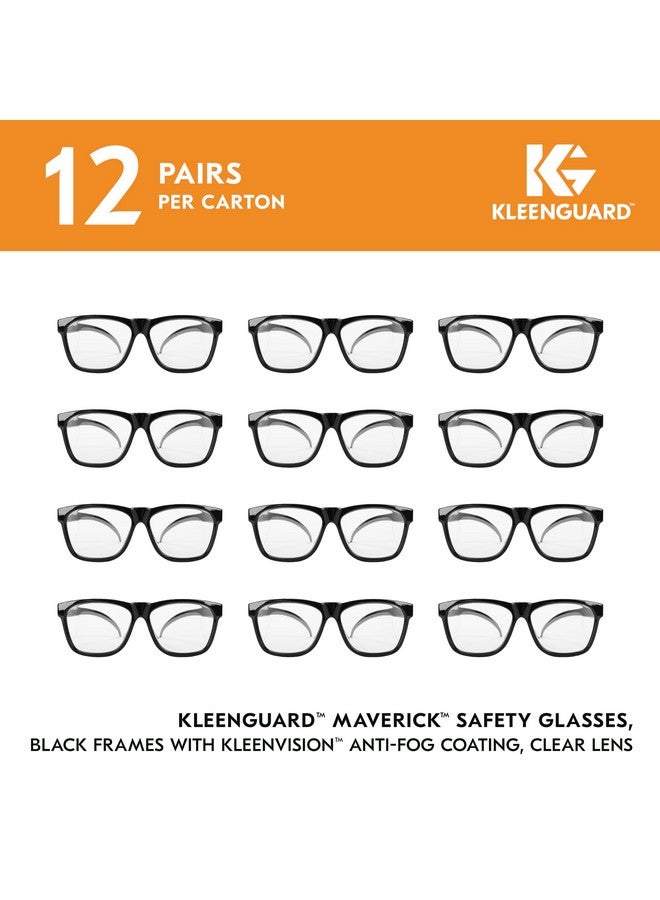 KleenGuard™ V30 Maverick™ Safety Glasses (49309), with Anti-Fog Coating, Clear Lenses, Black Frame, Unisex for Men and Women (Qty 12) - Image 1